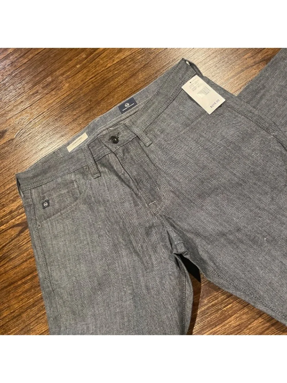 AG Matchbox Slim Straight Pant 32x34.5 Navy Gray Herringbone Office Work Stretch